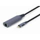 Gembird A-USB3C-LAN-01 hub de interfaz USB 3.2 Gen 1 (3.1 Gen 1) Type-C 1000 Mbit/s Negro, Gris